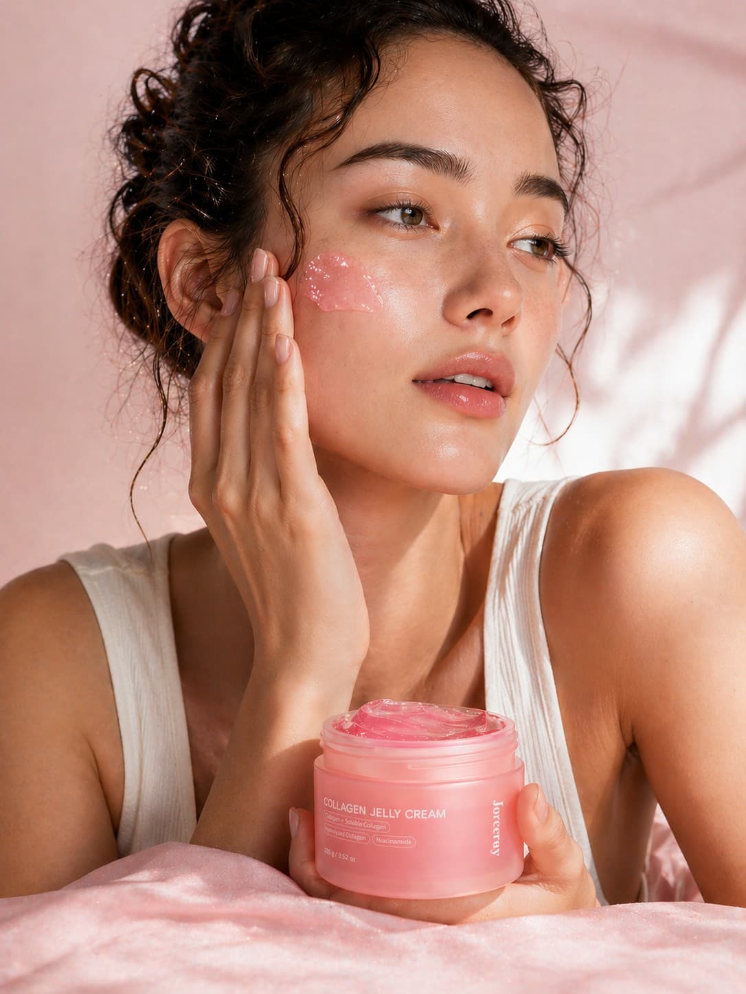 Woman applying Collagen Jelly Cream